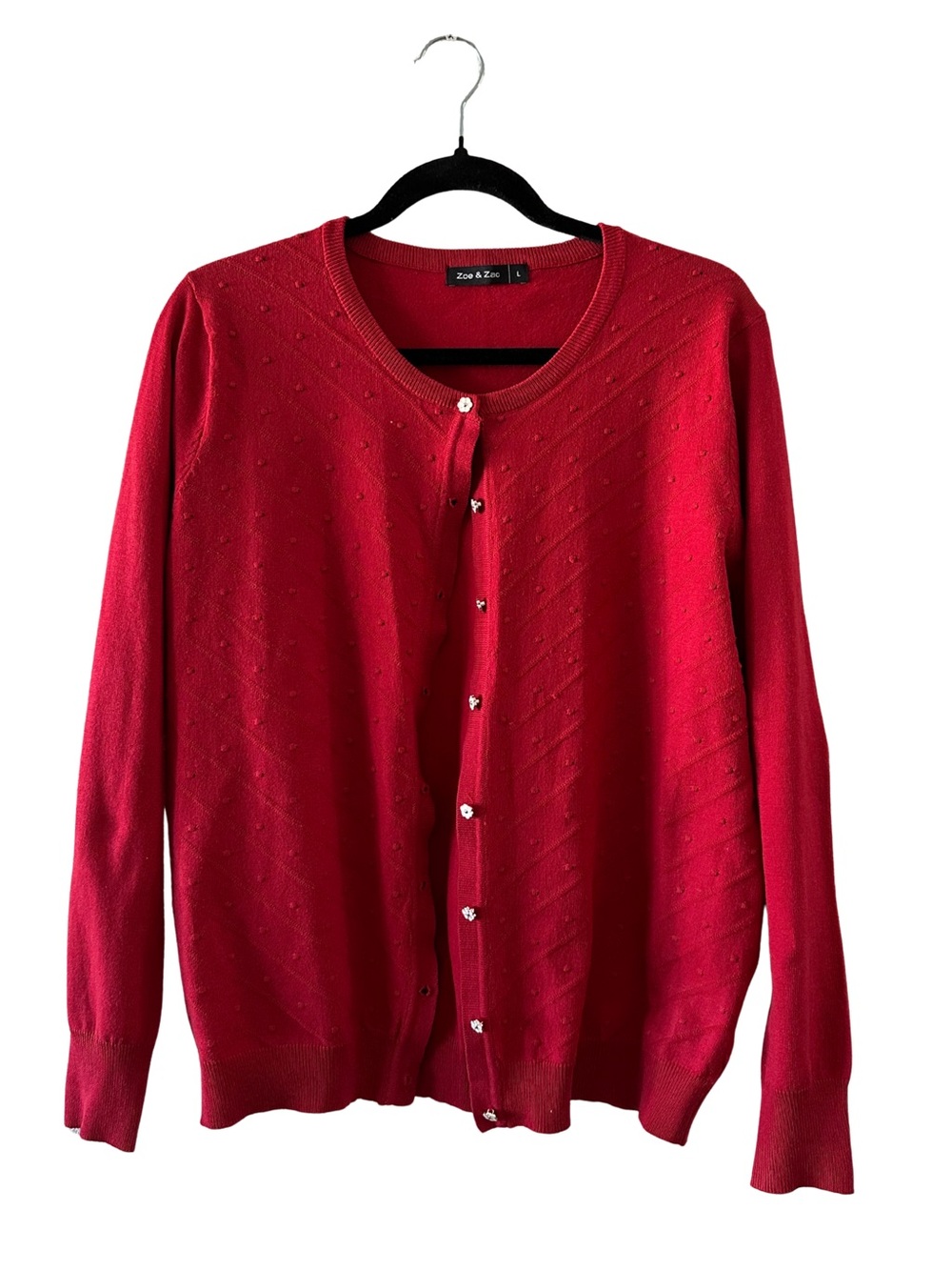 Zoe & Zac Red Button-Front Knit Cardigan